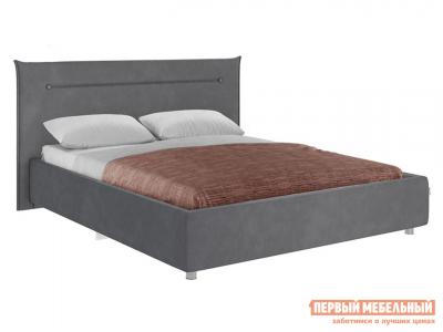 Двуспальная кровать  Альба ПМ Графит, велюр, С дном короба для белья МебельСон. Цвет: серый
