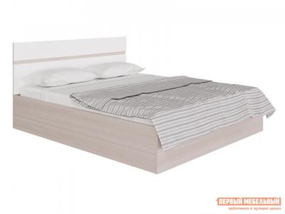 Двуспальная кровать  Ненси Ясень Шимо / Белый глянец, 1600 Х 2000 мм, Без подъемного механизма Горизонт. Цвет: белый