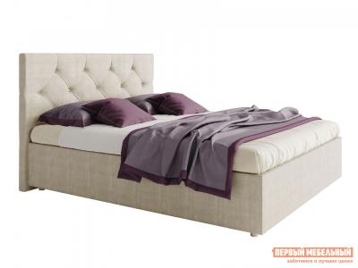 Двуспальная кровать  Бари Люкс Бежевый, велюр, 160х200 см, Без подъемного механизма Сонум. Цвет: бежевый