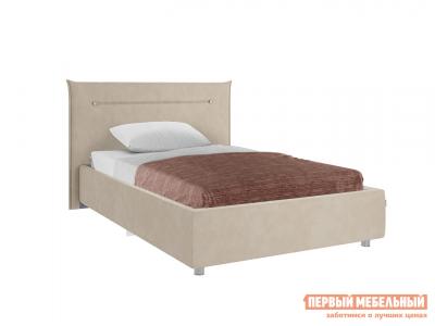 Односпальная кровать  Альба ПМ Капучино, велюр, 120х200 см, Без дна короба для белья МебельСон. Цвет: коричневый